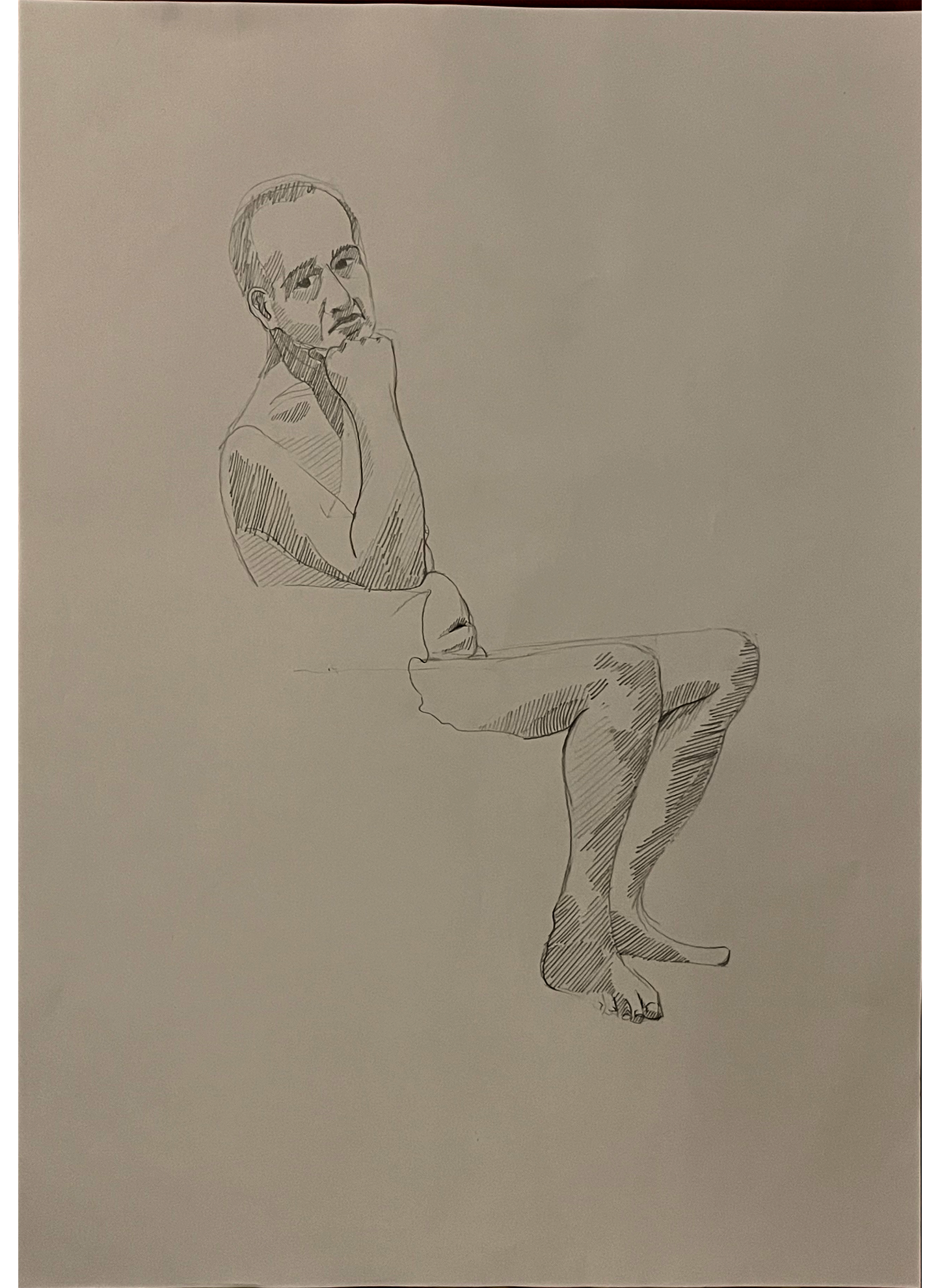 A1 Original of a Thoughtful Man, Graphite on paper